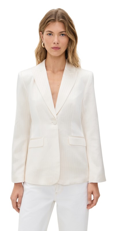 Cinq à Sept Georgia Satin Stripe Cheyenne Blazer Ivory