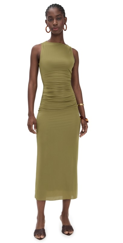 SIR. Cascina Twist Midi Dress Olive