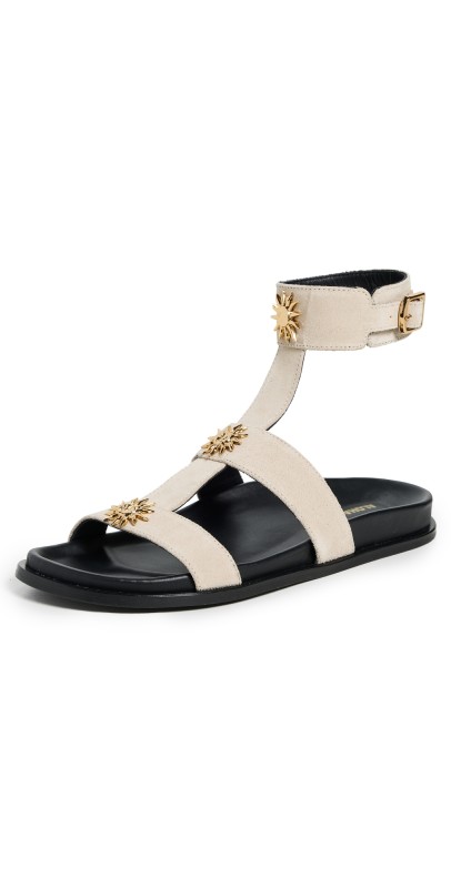 ALOHAS Clarisa Suede Cream Leather Sandals Cream
