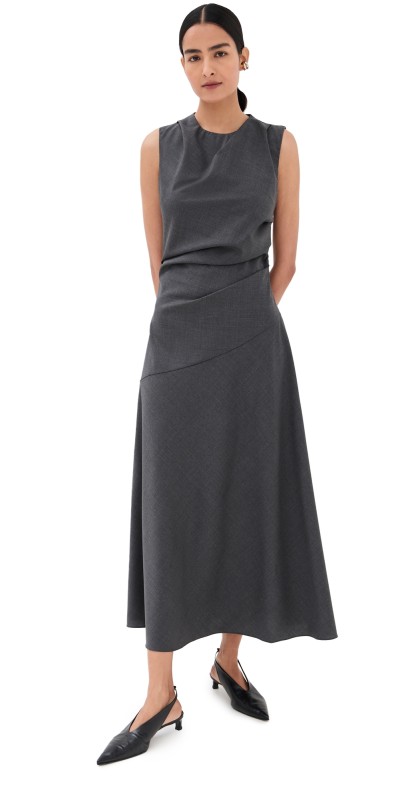 Róhe Sleeveless Twisted Dresss Dark Grey Melange