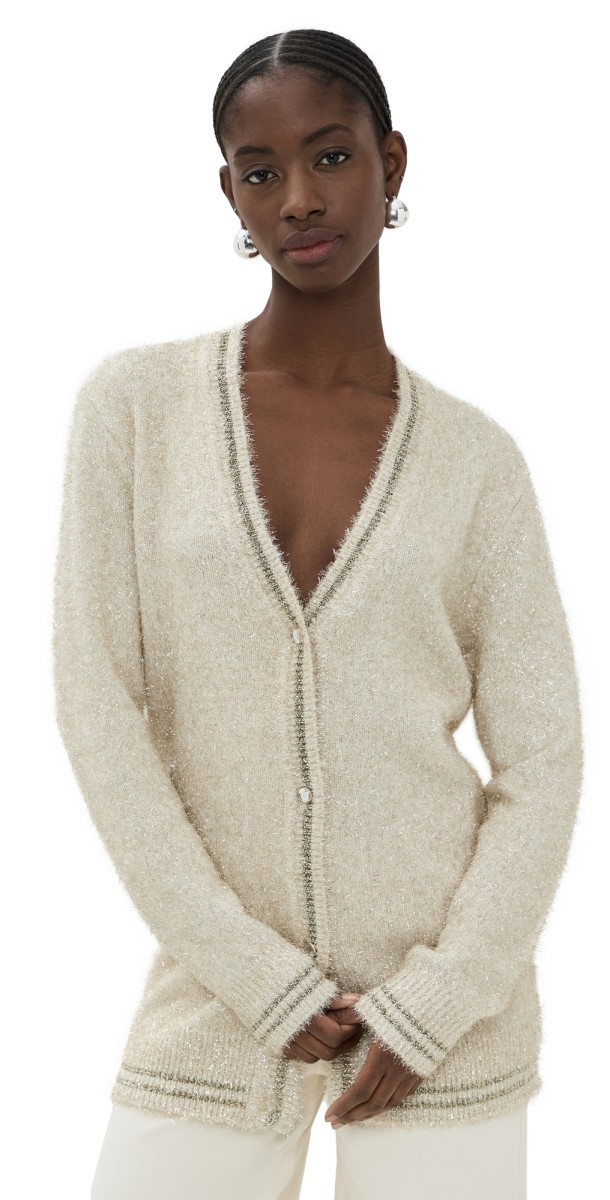 Le Superbe Celestial Knit Cardigan Gold Tinsel