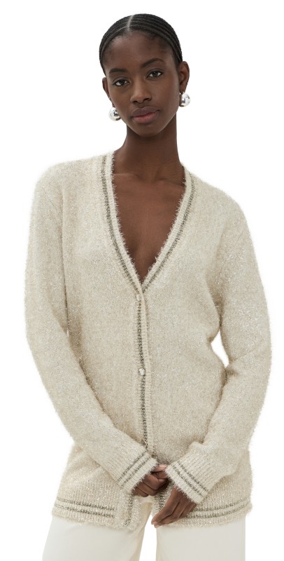 Le Superbe Celestial Knit Cardigan Gold Tinsel