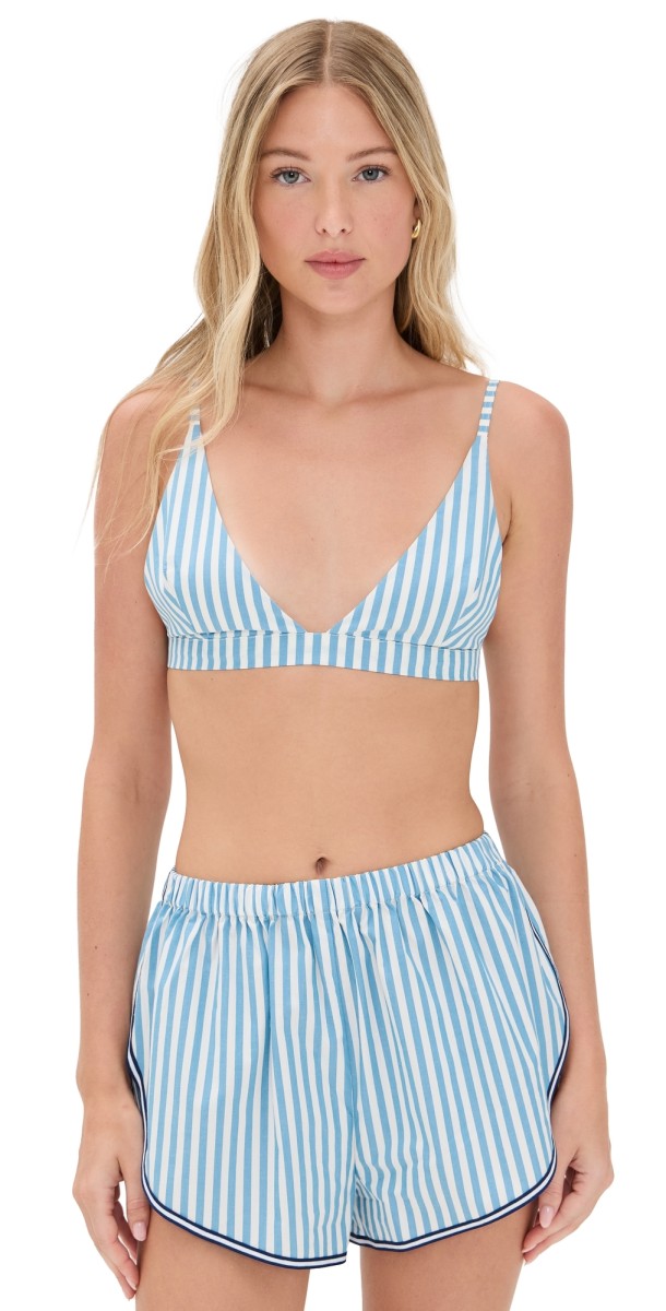 Solid & Striped The Tessa Bralette French Blue x Brule Stripe