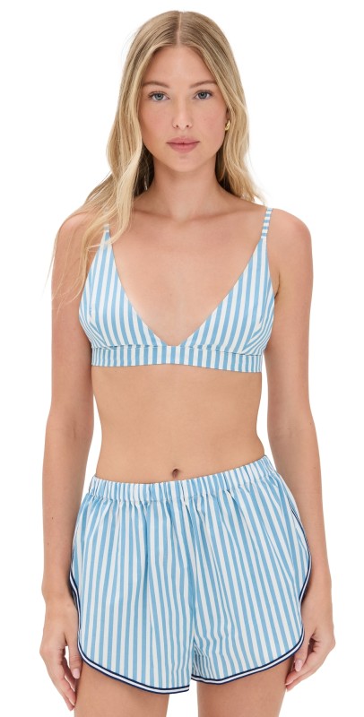 Solid & Striped The Tessa Bralette French Blue x Brule Stripe
