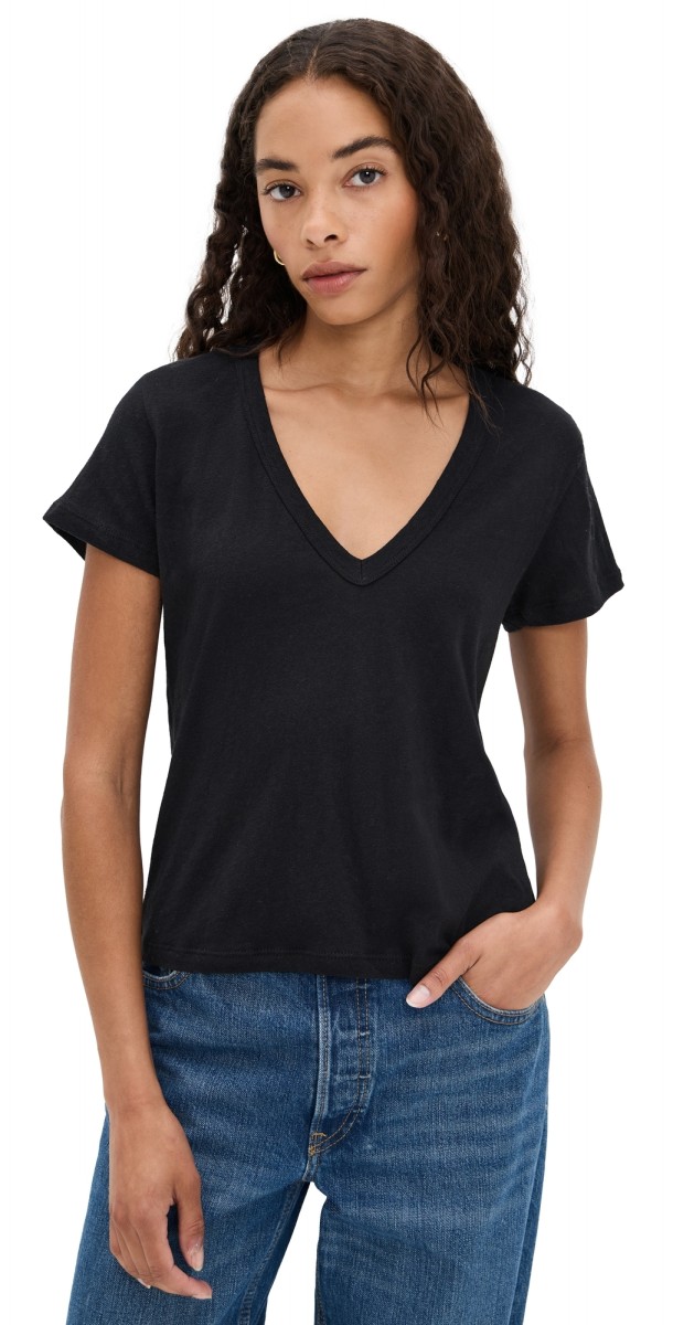 Leset Laura V Neck Tee Black