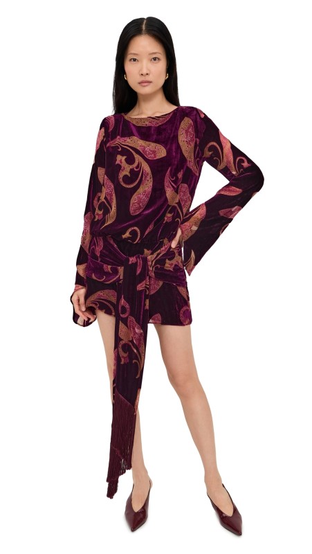 Retrofête Thesaly Velvet Dress Dark Paisley