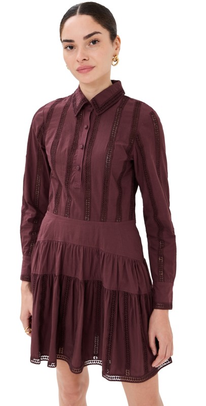 Ulla Johnson Camille Long Sleeve Mini Dress Mulberry