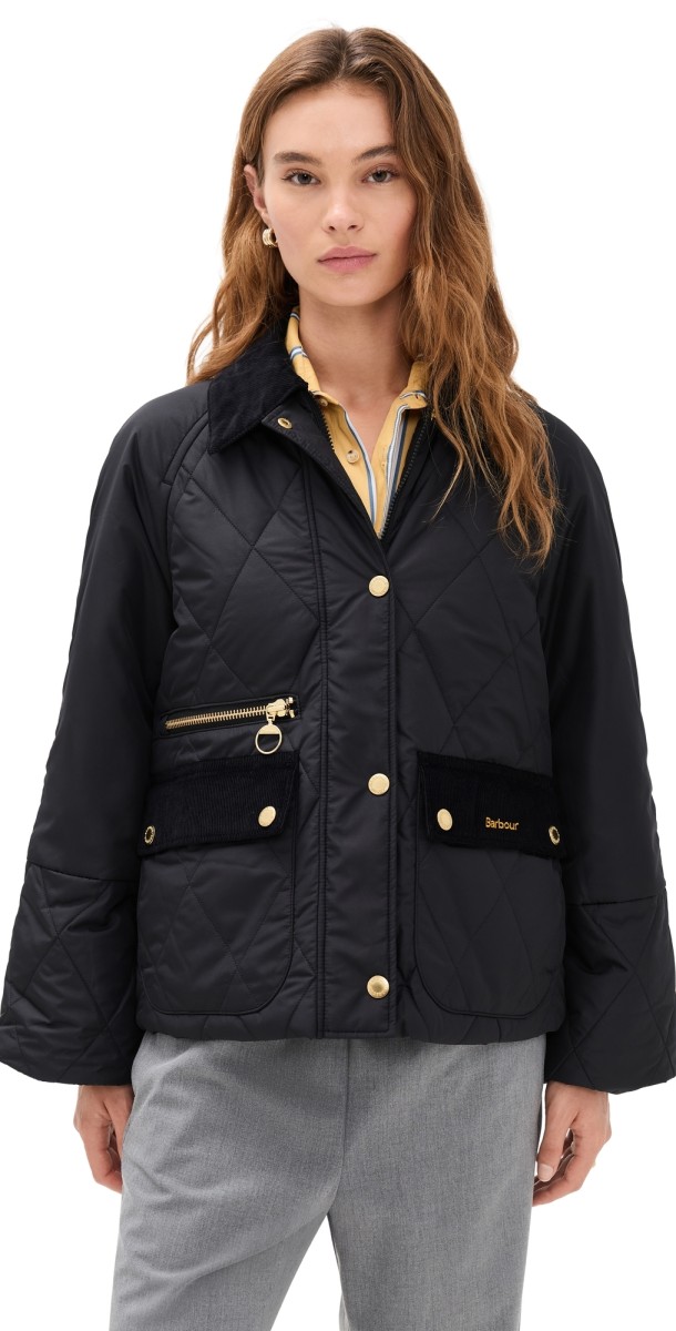 Barbour Martha Quilted Jacket Black/Classic Tartan