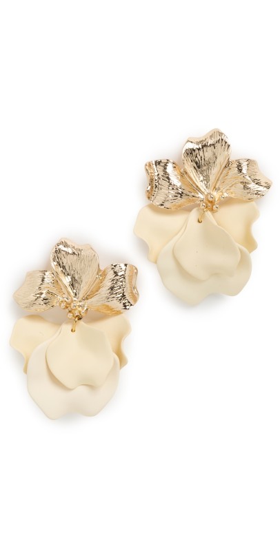 SHASHI Petals Earrings Gold/Whit