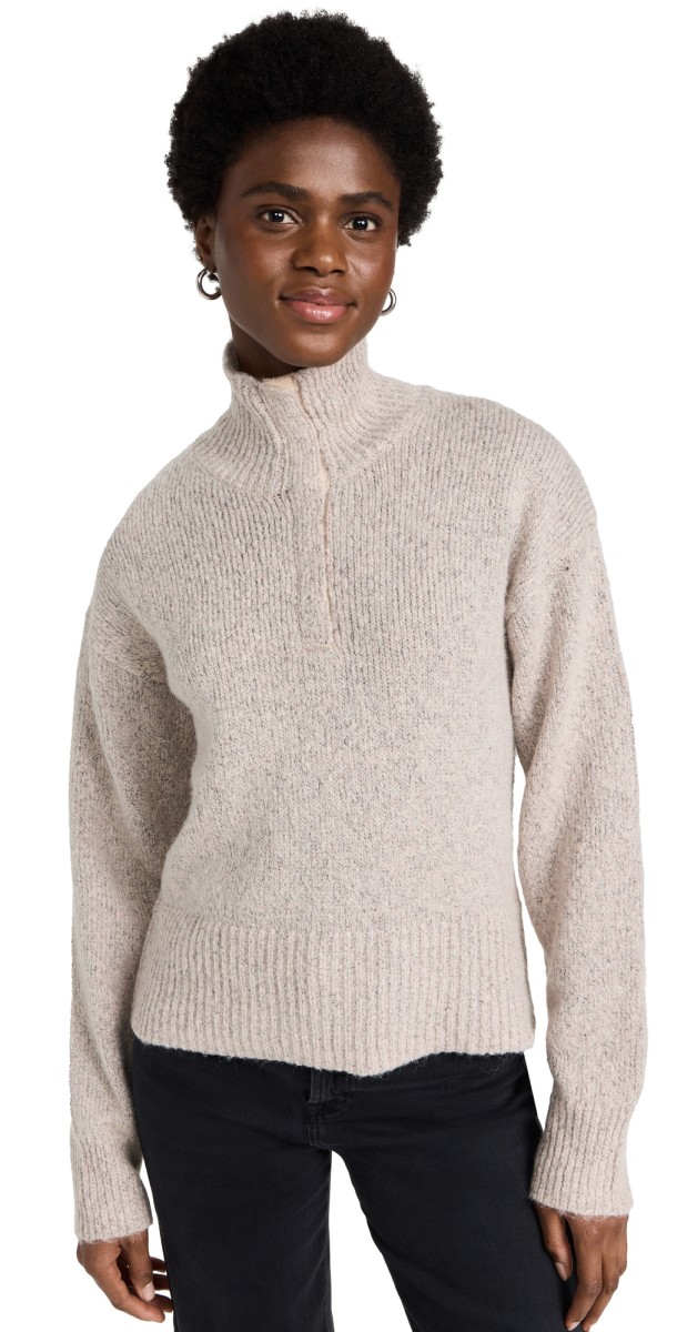 525 Snap Front Henley Sweater Oat