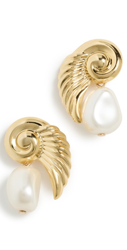LELET NY Denise Winged Pearl Drop Earrings Gold