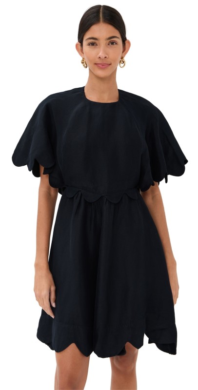Rosie Assoulin Scalloped Buttercup Dress Black