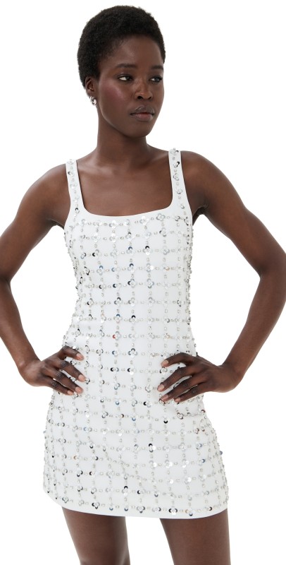 SIMKHAI Ziva Embellished Mini Dress White Multi