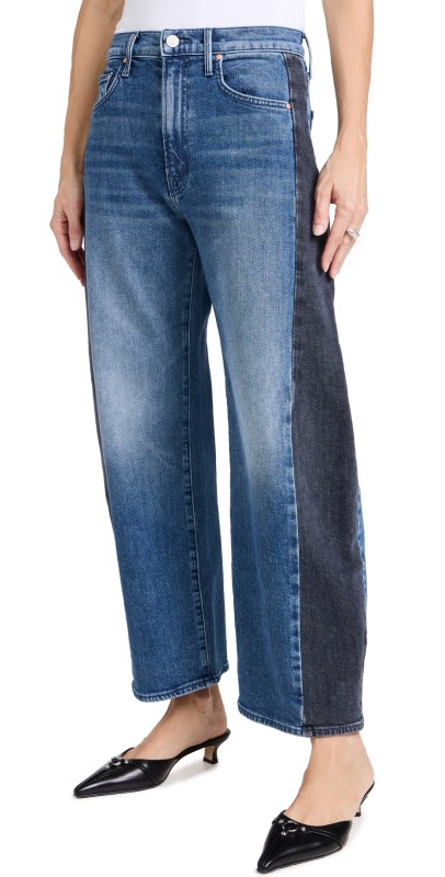 MOTHER Lil Half Pipe Flood Jeans Black and Blue