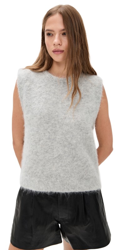 R13 Deep Armhole Vest Light Heather Grey