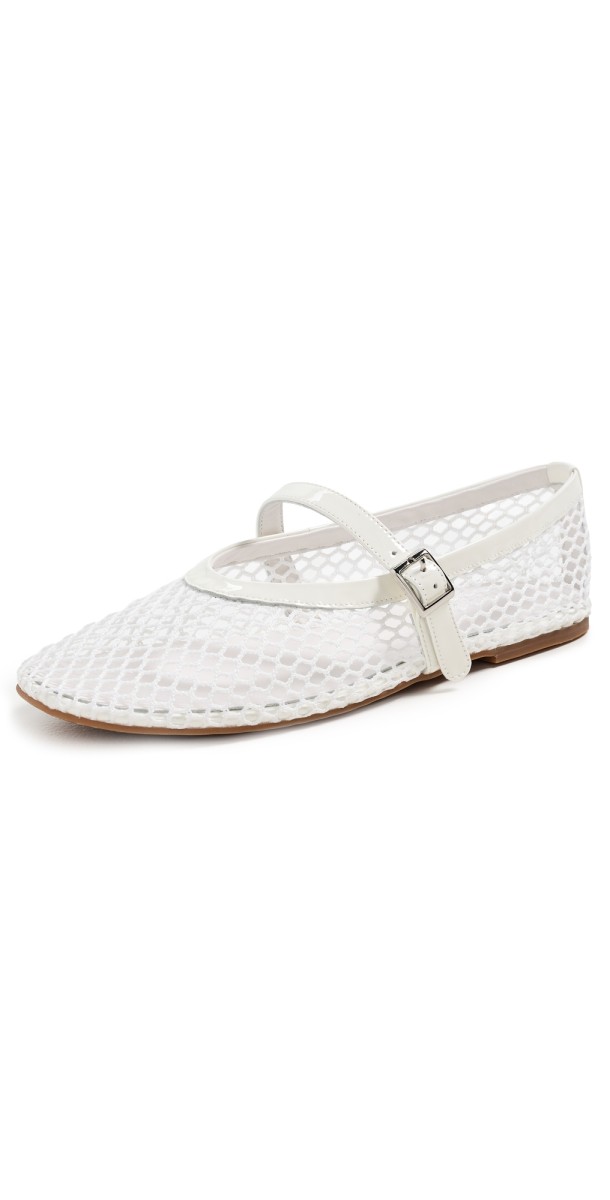 Tony Bianco Mia Flats White Mesh/Patent