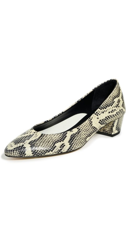 AEYDE Helia Snake Print Calf Leather Heels Creamy