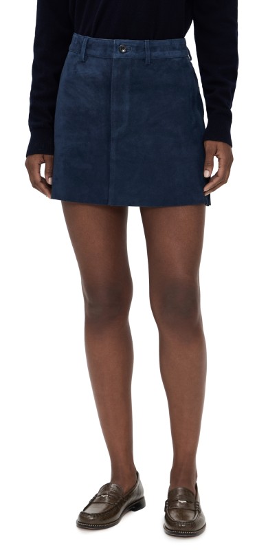 DL1961 Alma Mini Skirt Navy Suede