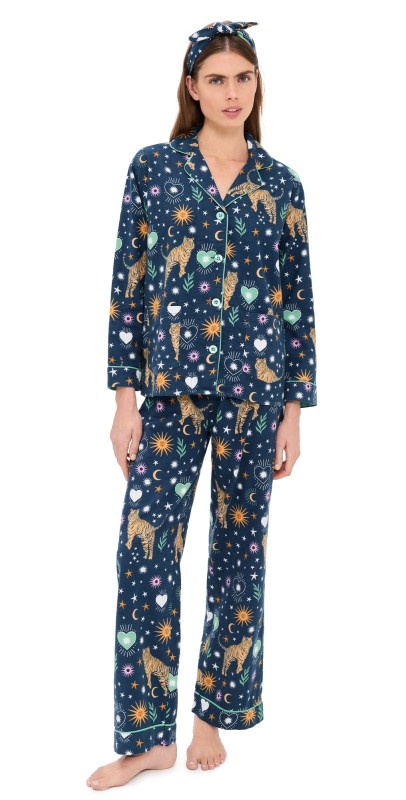 PJ Salvage Flannel Pajama Set Navy