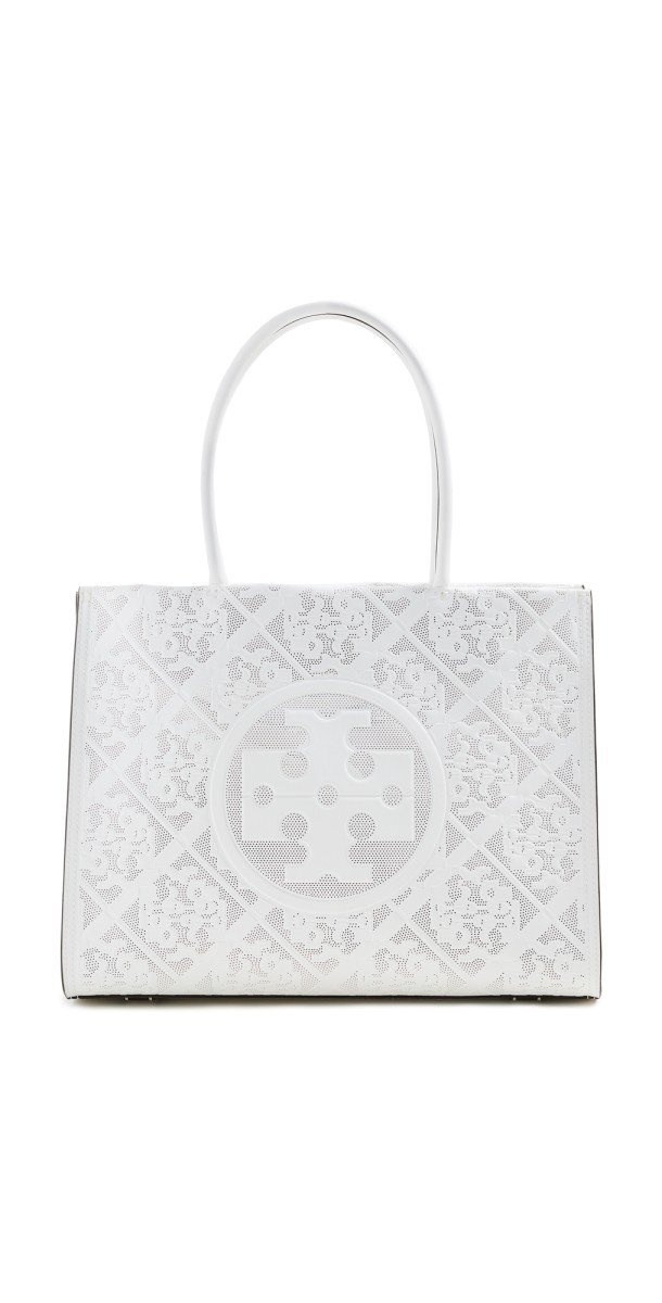 Tory Burch Ella Bio Perforated Small Tote Blanc