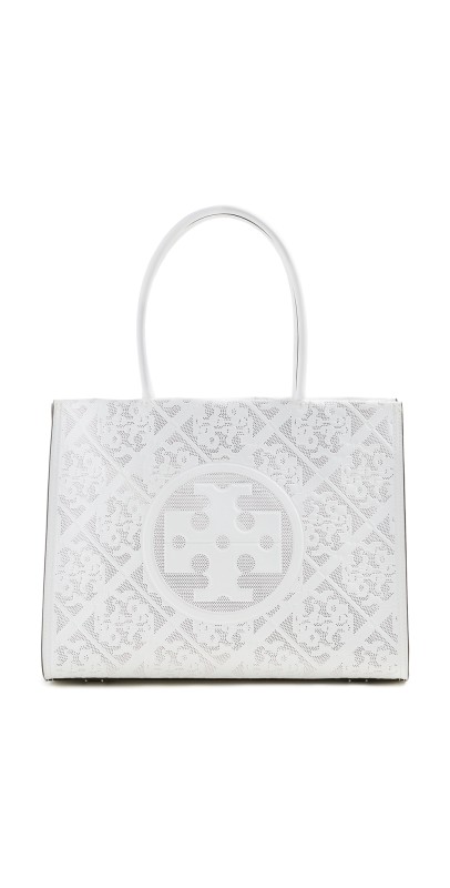 Tory Burch Ella Bio Perforated Small Tote Blanc