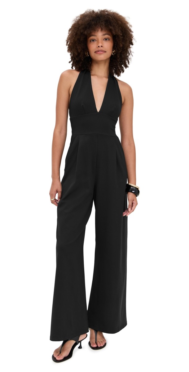 Susana Monaco Tie Halter Jumpsuit 32 Inseam Black