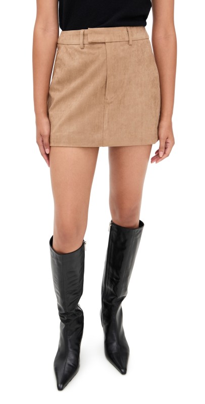 Madison the Label Collins Suede Mini Skirt Tan