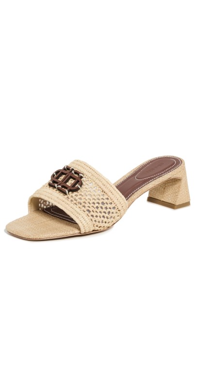 SIMKHAI Sydney Raffia Block Heel Sandals Natural