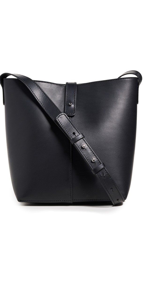 Jenni Kayne Mini Leather Bucket Bag Black