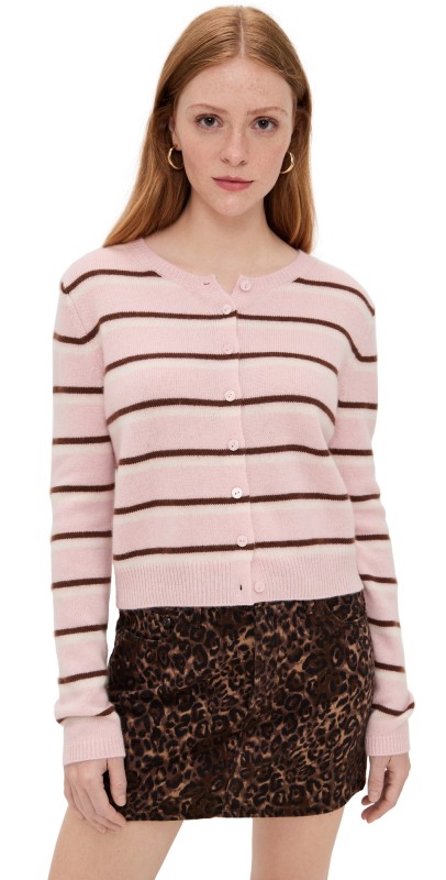 Reformation Clara Cashmere Crew Cardigan Cherry