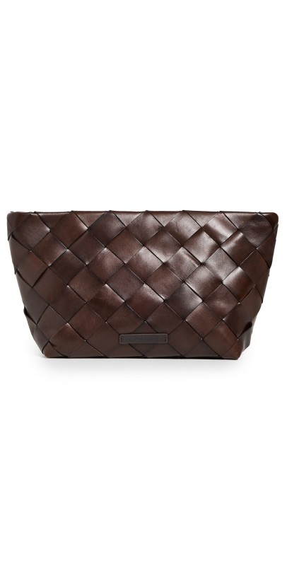 Loeffler Randall Wide Square Woven Clutch Chocolat