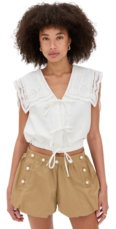 Sea Marie Embroidery Vest White