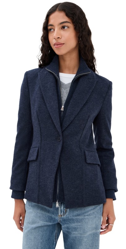 SIMKHAI Auden Knit Combo Blazer Dark Midnight
