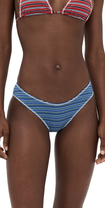 Frankies Bikinis Catalina Cotton Bottoms Red Summer Stripe