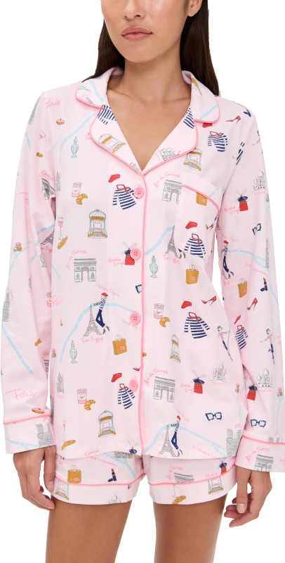 BedHead PJs Long Sleeve Cotton Knit Boxer PJ Set 48 Hrs In Paris