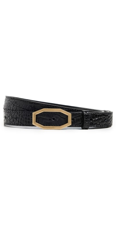 FRAME Angular Buckle Belt Black Croc