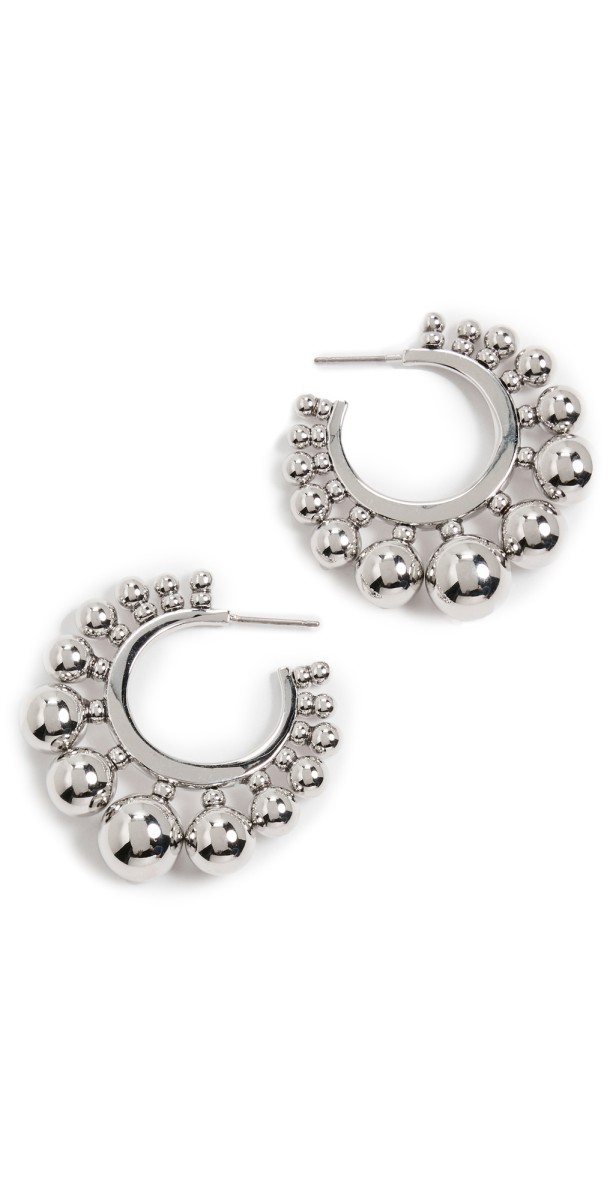 Elsie Frieda Small Graduated Ball Hoops Silver