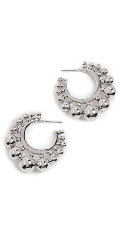 Elsie Frieda Small Graduated Ball Hoops Silver