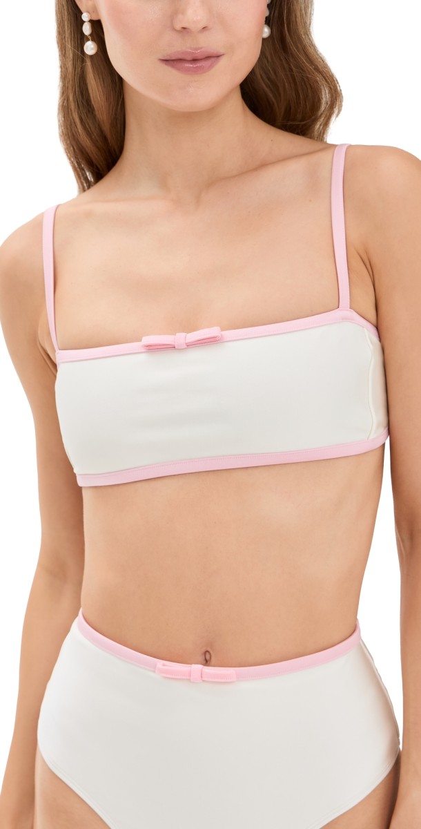 Shani Shemer Sia Bikini Top Cream And Candy Pink