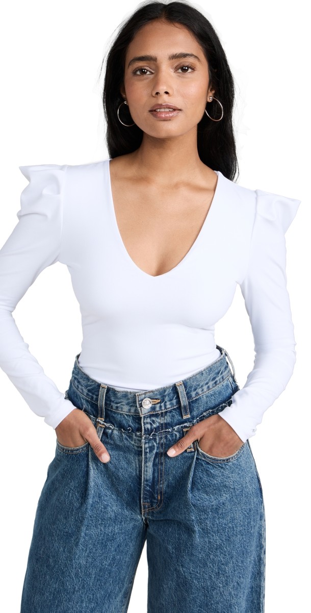 Susana Monaco Pleated V Neck Top 9 Sugar