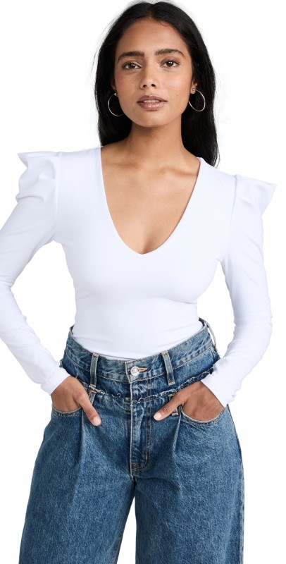 Susana Monaco Pleated V Neck Top 9 Sugar