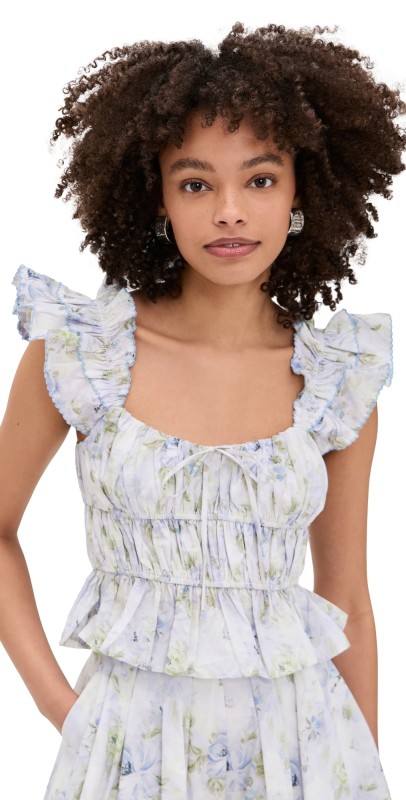 En Saison Scarlet Top Blue Sage Floral