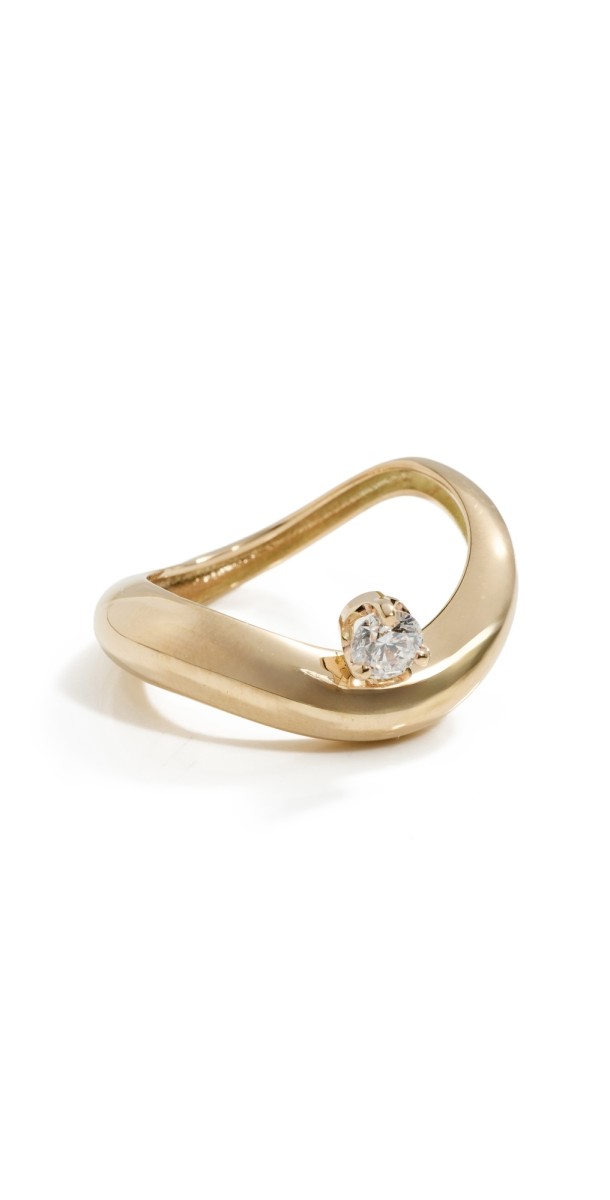 Zoe Chicco 14k Gold Wave Ring with Diamond 14k Yellow Gold