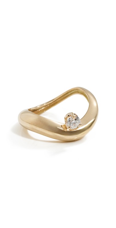 Zoe Chicco 14k Gold Wave Ring with Diamond 14k Yellow Gold