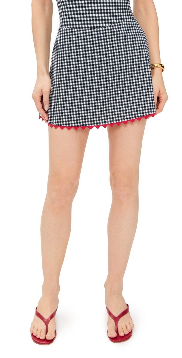 Karla Colletto Livvy A-Line Skirt Black/White/Cherry