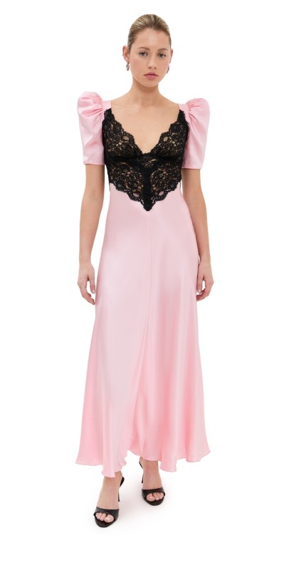 Rodarte Satin Charmeuse Bias Dress Pink