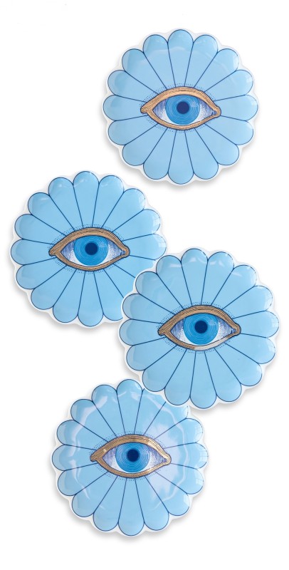 Jonathan Adler Fleur Canape Plate Set Blue/Gold