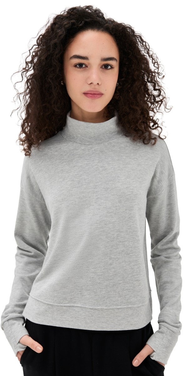 Sweaty Betty After Class Funnel Neck Sweatshirt Light Grey Marl