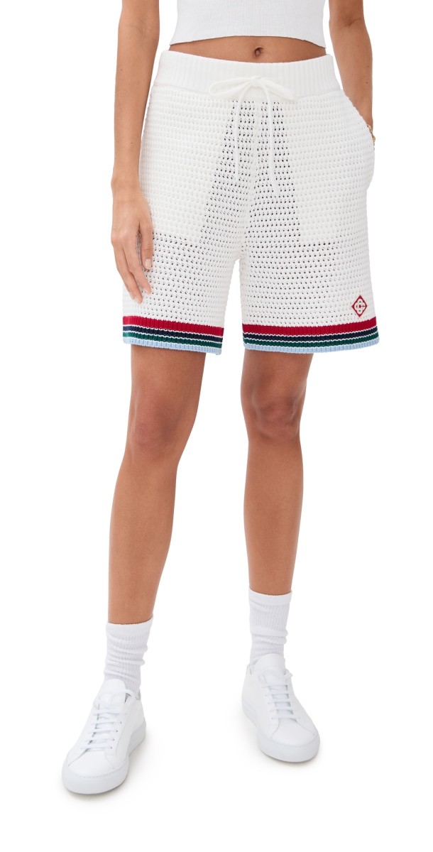 Casablanca Sporty Crochet Shorts White