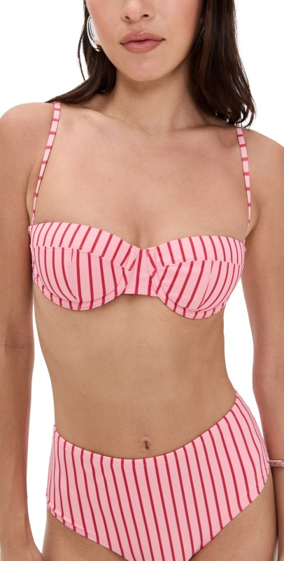 STAUD Jo Balconette Bikini Top Montauk Stripe